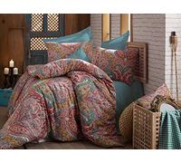 Bedding Set 3 Pieces Mandala Hippie Gypsy Nirvana Yoga Indian Paisley Damask Double 200x200 Duvet Quilt Cover Oriental Vintage Green Indian Ethnic Peacock Ayurveda Ombre Circle of Flowers Lotus Boho