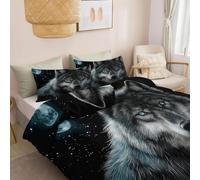 Bedding Set 3Pcs Black Soft Reversible Quilt Cover Bedroom Decor, Super King 260 X 220 Cm Duvet Setdigital Art Wolf Portrait, Printed Down Bedding Comforters For All Seasons
