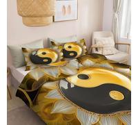 Bedding Set 3Pcs Multicolor Soft Reversible Quilt Cover Bedroom Decor, Super King 260 X 220 Cm Duvet Setretro Style Yin Yang Symbol, Printed Down Bedding Comforters For All Seasons