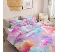 Bedding Set 3Pcs Purple Soft Reversible Quilt Cover Bedroom Decor, Single 135 X 200 Cm Duvet Setcartoon Rainbow Stars, Printed Down Bedding Comforters For All Seasons