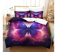 Bedding Set Amazing Butterfly 3Pcs 3D Printed Bedding Set Beautiful Butterfly Soft Microfiber Bedding Quilt Cover with Zipper Closure And 2*Pillowcases for Adults Kids Bedroom Double（200x200cm）