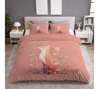 Bedding Set - Bed Linen Set 3D Cartoon Animals Fox with Pink Print Bedding for Boys & Girls with Quilt Cover in Microfiber 3 Piece Super King Size Duvet Cover Set 260 x 220 cm with Pillowcase