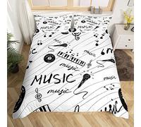 Bedding Set - Black & White Music Note Comforter Cover for Boys & Girls - Single Size