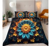 Bedding Set Bohemia Duvet Cover Sets Mandala's Exotic Charm King Size Duvet Sets Reversible Microfiber 3 Piece Quilt Cover with Zipper and 2 Pillow Case, King Size 230x220cm
