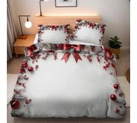 Bedding Set Christmas Tree 135x200 cm Single Duvet Sets Christmas 3D Double-sided Printing Quilt Cover Microfiber Soft Comforter Cover 3 Piece 2 Pillowcases 50x75 cm With Zip Corner Ties Bedroom