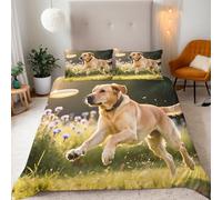 Bedding Set Dog Duvet Cover Sets Dogs, Cute Garden Animals Dogs King Size Duvet Sets Reversible Microfiber 3 Piece Quilt Cover with Zipper and 2 Pillow Case, King Size 230x220cm