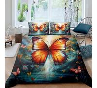 Bedding Set Double 200x200 cm Animal Butterfly Duvet Cover and Pillowcase Microfibre 3D Digital Print Bedding,for Children 3 Piece Print Girl Boy Bedroom Duvet Covers - Prevent allergy -90757129778249