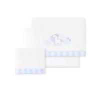 Bedding Set for Mini Crib Corallina Unicorn Cloud in White Blue · Winter Sheets for Babies