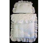 Bedding Set for Silver Cross Coach Built Dolls Oberon Chatsworth (White Ribbon)