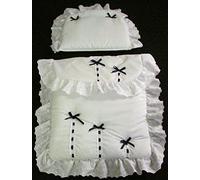 Bedding Set for Silver Cross Dolls Prams, Compatible with Oberon and Chatsworth Models (Navy Ribbon Design)