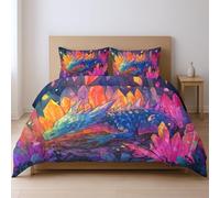 Bedding Set, Hypoallergenic Sets With Zipper Closur. Purple, Cartoon fantasy crystal dragon Lightweight Bedroom Decor Machine Washable With Pillow Case 260 x 220 cm （Pillowcase: 50 x 75 ）.