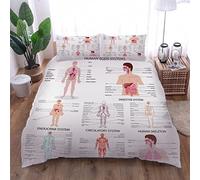 Bedding Set Kids Single Duvet Set Exploded View Of Human Body 3 Pieces Printed Pattern With 2 Pillowcases 50X75Cm, Soft Hypoallergenic Microfiber Quilt Cover 135X200Cm, With Zipper