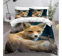 Bedding Set King Size Fox Soft Microfibre Duvet Cover 3D Printed Wild Animals Quilt Cover 230x220 cm with Zipper Closure with 2 Pillowcases 50x75 cm b2945