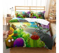 Bedding Set Plants Vs. Zombies Duvet Cover Set for Boys Girls Junior/Cot Bed Reversible Lovely Colorful Comforter Cover (135x200cm(Single),PVZ 01)