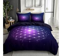Bedding Set Sacred geometry pattern Printed Duvet Cover Set for Kids Adults Purple Quilt Cover Bedroom Collection 3 Pcs Double Size With 2 pillow cases