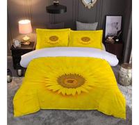 Bedding Set Single Size Sunflower Soft Microfibre Duvet Cover 3D Printed Minimalist Style Quilt Cover 135x200 cm with Zipper Closure with 2 Pillowcases 50x75 cm b5738