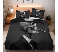 Bedding Set Skull Abstract 200x200 cm 2 Pillowcases 50x75cm 3D Double-sided Print Gothic Duvet Cover Double Microfibre Zip Corner Straps Non-Slip Design Comforter Cover for Bedroom All Seasons