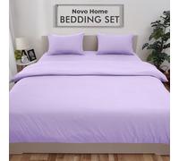 Bedding Set Super King with Fitted Sheet, Duvet Cover & 2 Pillowcases - Lilac Microfibre 4 Piece Bed Set | Soft, Durable & Easy Care Super King Bedding for All Season Comfort in Modern Bedroom