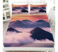Bedding Sets for Bedroom Decor Single 36x75 inch - Deep Pockets12 inch Sunrise Mountains Majestic Peaks 3D Printed Fitted Sheet Orange Color Fitted Sheets Microfiber Resistant Breathable Soft Fade