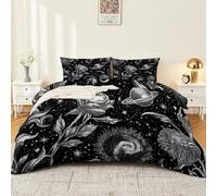 Bedding Sets Gothic Space Floral Duvet Cover Set Super King Printed duvet cover set Modern Bedroom Decor Bedding Set With 2 Pillow for All Seasons Black And White