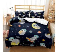 Bedding Sets Single Space sloth Bedding Sets Single Koala Duvet Cover 200x200cm with Zipper Closure, Hypoallergenic Quilt Cover with 2 Pillowcase for Boys Kids Girls