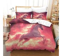 Bedding Single Animal Unicorn Beds - Super Soft Anti-Allergy 3 Piece Include 3D Printed Duvet Covers Fitted Bed, 2 Pillow Case - All Season Duvet Covers 155X200 Cm - Comfortable Fabrics -545H095Q410