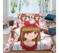 Bedding Single Bed Anime Duvet Cover Set Kids Girls Teens Boys Single Bedding Manga Girl Pink Microfiber Breathable Hypoallergenic Single Duvet Cover Set with Pillowcase