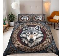 Bedding Single Duvet Cover Sets 3D Nordic Celtic Knot Animal Wolf Print Quilt Cover 135x200 cm Microfiber Comfortable Breathable Comforter Cover + 2 Pillow Cases With Zipper Fixable Corner Straps