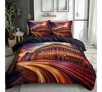 Bedding Single Duvet Cover Sets Photography Modern Vienna Opera House Soft Microfibre Printed 3 Pcs Duvet Cover Set, Fade and Wrinkle Resistant Bedding Bed Set with Pillow cases, Black