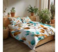 Bedding Super King Bed Watercolor Leaves Berries Super King Duvet Cover Set with 1 Pillowcases, Soft Duvet Cover with Zipper 260x220 cm, Bedding Sets Light Color