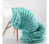 Bedding Tierra & Sol Chunky Knit Throw - Grey, Light Green - Large (100X120) - Chunky, Knitted Blanket for Sofa, Bed & Beds