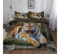 Bedding Tiger Moss Stripes Super King Duvet Cover Premium Brushed Microfiber Double Ultra-soft Hypoallergenic With Free Pillowcases 260 × 220 Brown