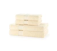 Beddings Direct Luxury 4pc Bale Set - 2 Hand Towels, 2 Bath Towels 700GSM Towels 100% Cotton Bathroom Linen Bath Set - Highly Absorbent Super Soft Quick-Dry Hotel Quality Jumbo Sheets (Cream)