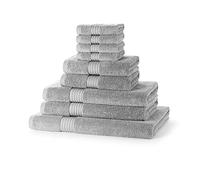Beddings Direct Luxury 9pc Bale Set - 4 Face Cloths, 2 Hand Towels, 2 Bath Towels, 1 Bath Sheet 700GSM 100% Cotton Bathroom Linen Highly Absorbent Super Soft Hotel Quality (Silver)
