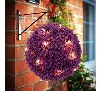 Beddingwares,2 x Topiary Ball Purple Solar Garden Lights Rose Boxwood Hanging Ornament 20 Led