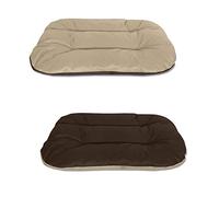 BedDog REX 2-in-1 Dog Bed, L, Beige/Brown, Reversible Dog Cushion, Oval-Round, Large Dog Basket, Washable Dog Bed, Dog Sofa for Indoor, Outdoor Use