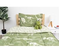 Beddy's Dinosaurs T-rex Theme Boys Durable Zipper Bedding for Kids, Bed in a Bag, Green Sheets and Comforter with Dino Fossils, Includes Pillowcase and Pillow Sham, Easy to Make and Wash