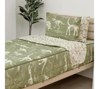Beddy's Dinosaurs T-rex Theme Boys Durable Zipper Bedding for Kids, Bed in a Bag, Green Sheets and Comforter with Dino Fossils, Includes Pillowcase and Pillow Sham, Easy to Make and Wash