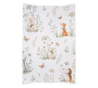 BEDEBYES Deluxe Anti Roll Wedge Baby Changing Mat, Among the Wild Flowers Waterproof PVC with Curved Sides, 69x45x9cm