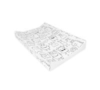 BEDEBYES Deluxe Anti Roll Wedge Baby Changing Mat, Happy Doodles Print, Waterproof PVC with Curved Sides, 69x45x9cm