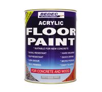 Bedec Acrylic Floor Paint, Light Grey 1L | Non Slip Acrylic Floor Paint, For Wooden and Concrete Floors, Garage Floor Paint
