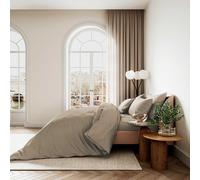 Bedeck of Belfast Fine Linens 400 Thread Count Sateen Plain Dye Kingsize Duvet Cover Set, Truffle