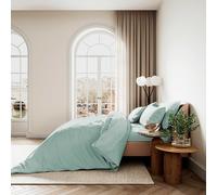 Bedeck of Belfast Fine Linens 400 Thread Count Sateen Plain Dye Super Kingsize Duvet Cover Set, Celadon