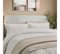 Bedeck of Belfast Woven Waffle Stripe Super Kingsize Duvet Cover SET, White