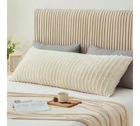 BEDELITE Body Pillow Cover With Zipper Closure, Decorative Boho Fleece Case 20 x 54 Inches, Luxury Fluffy Plush Long Pillowcase for All Seasons (Beige-Boho)