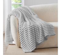 BEDELITE Fluffy Fleece Blanket Cosy Soft Throw, 152x203 cm, Light Grey