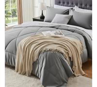 BEDELITE Twin XL Comforter Set 5 Pieces Bed in A Bag - Soft Microfiber Reversible Twin Extra Long Grey Bed Set with Comforters, Sheets, Pillowcase & Sham, Cozy Bedding Sets for College Dorm Room