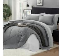 BEDELITE Twin XL Comforter Set 5 Pieces Bed in A Bag - Soft Microfiber Reversible Twin Extra Long Grey Bed Set with Comforters, Sheets, Pillowcase & Sham, Cozy Bedding Sets for College Dorm Room