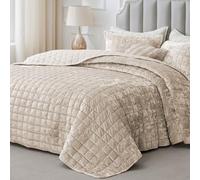 BEDELITE Velvet Quilt Set Queen Size - Lightweight Luxury Quilted Bedding Set,Soft Cozy Urban Taupe Comforter Set,3 Pieces Oversized Bedspread Coverlet for All Seasons with 2 Pillow Shams
