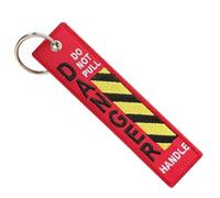 BedEuu 1 Pc Wholesale Aviation Keychain Do Not Pull Danger Remove Before Flight Both Sides Embroidery Car Key Pendant Tag Accessories(Design 15)